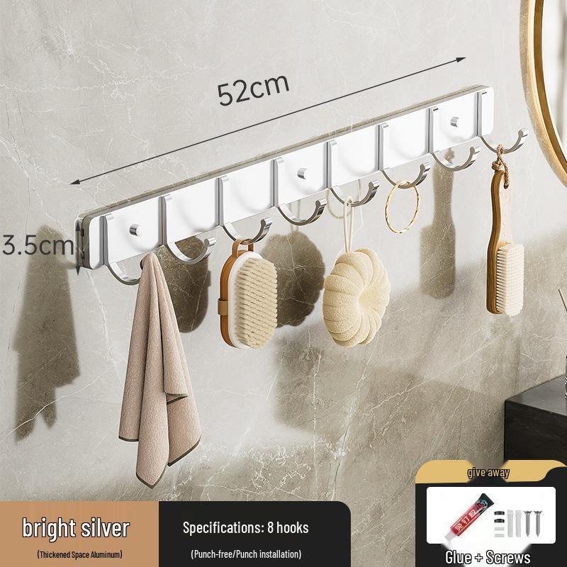 Punch-Free Space Aluminum Wall-Mounted Coat and Hat Hook Hanger for Bathroom