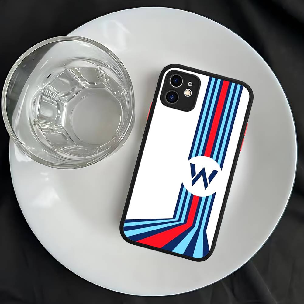 Custodia protettiva opaca a strisce orizzontali M-Martini Racing per iPhone 16 15 14 13 12 11 Pro Max X XS MAX Custodia protettiva