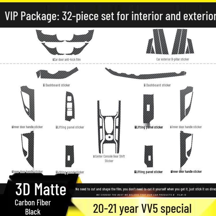 Carbon Fiber Interior Sticker for 17-21 WEY VV5 VV6 VV7S - Center Console Decoration P8