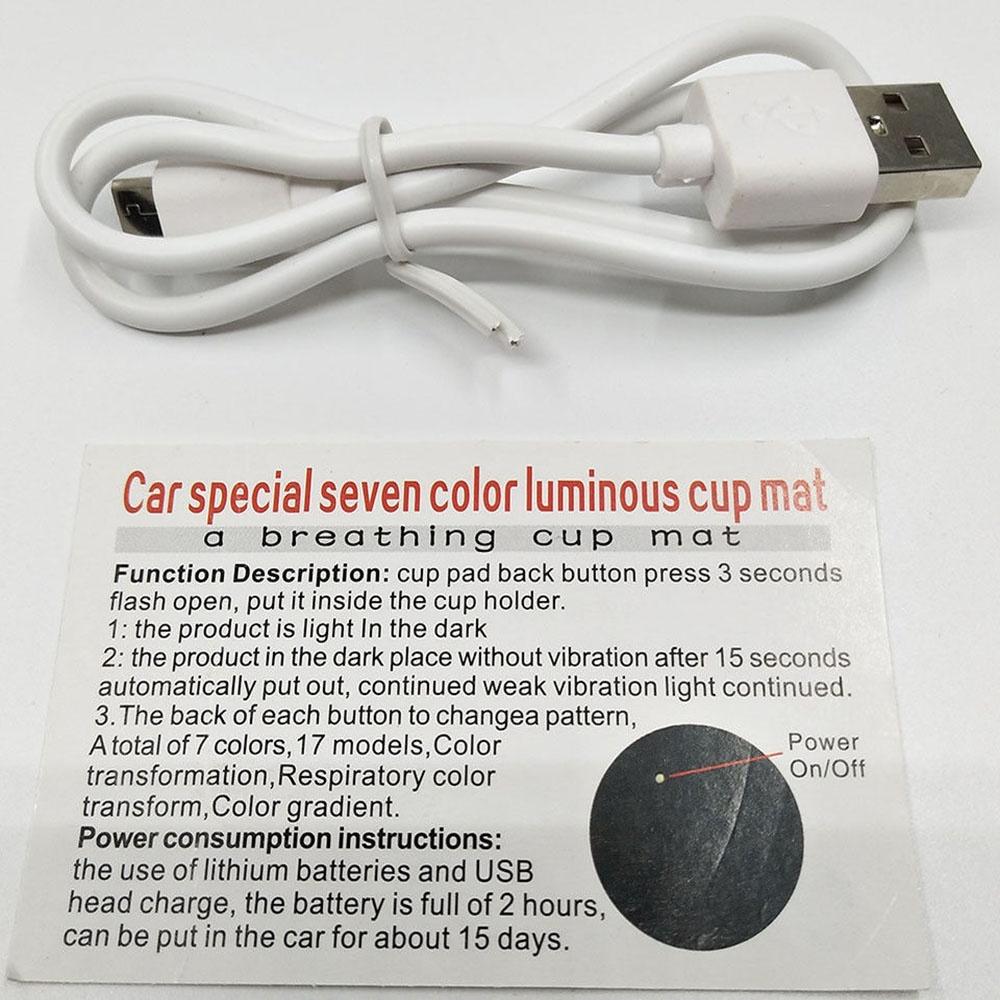 Led Colorful 2pcs Car Cup Holder Pad Mat For Auto Atmosphere Lights