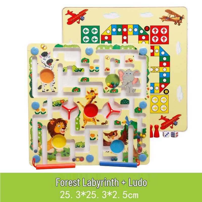 

Деревянный двусторонний магнитный лабиринт с шариками для детей