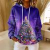 Women's Loose Comfortable Casual Fashion V-Neck Christmas Print Long Sleeve Hoodie