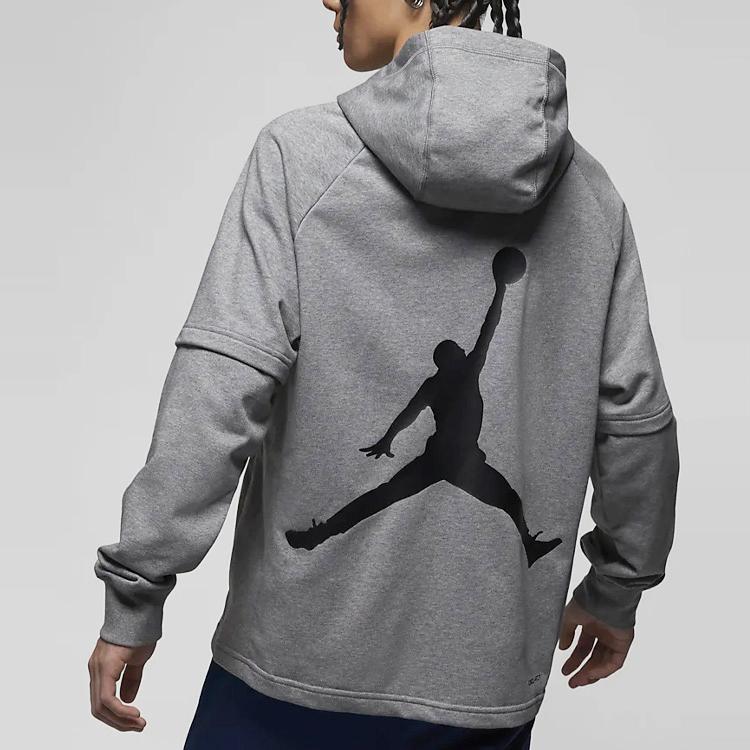 Jordan Logo Hooded Pullover Long-Sleeve Sweatshirt Men Tops Grey DV9782-091