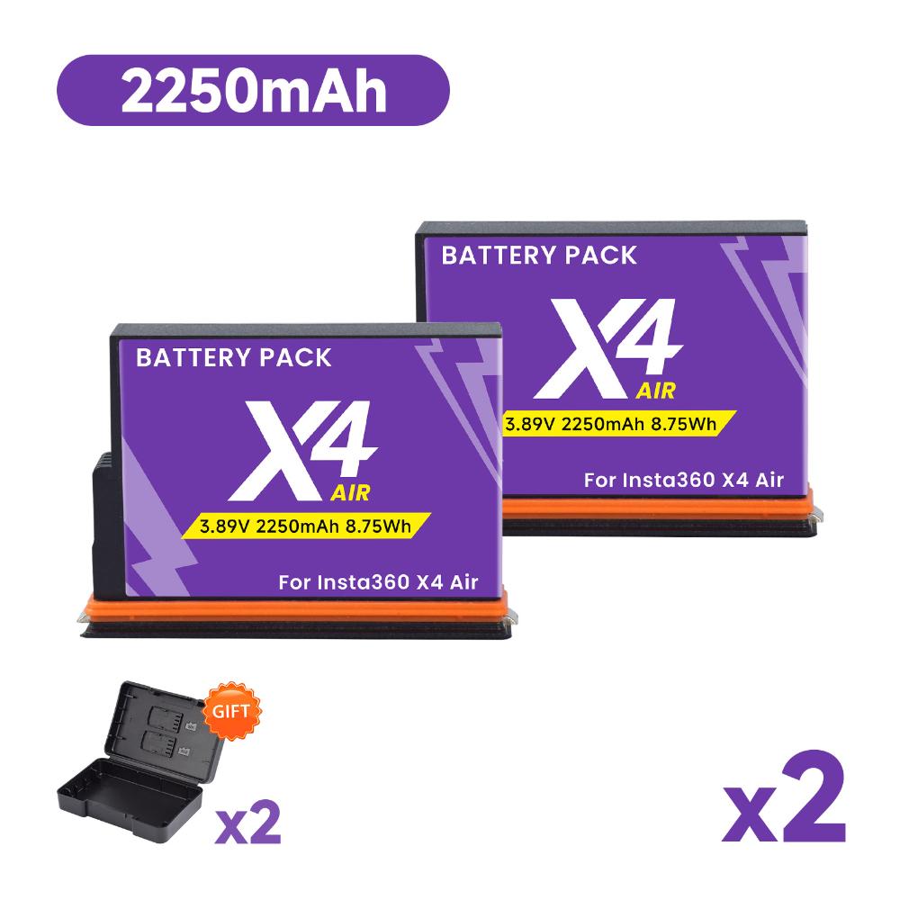 2250mAh Battery for Insta360 X4 Air, 8.75Wh Replacement Battery with Fast Charger for Insta 360 X4 Air Action Camera Accessories