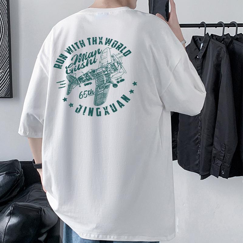 

Мужская футболка оверсайз со спущенным плечом из чистого хлопка, уличная футболка XXXL белый