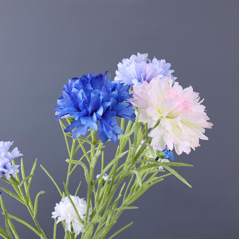 3 Forks/Bouquet Artificial Flower Silk Cornflower Fake Flowers Artificial Plant Decorative Flowers Home Decor Wedding Decor