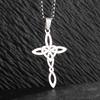 New Irish Knot Cross Necklace European and American Popular Four Sided Hollow Stainless Steel Pendant Trendy Necklace Decoration