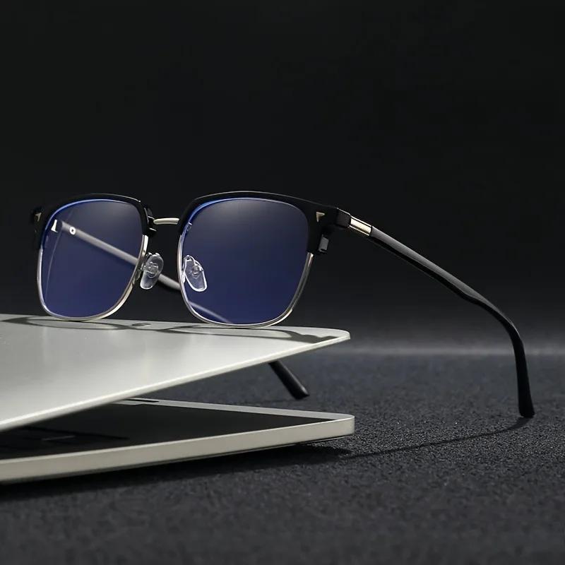 

Blue Light Blocking Semi-Rimless Glasses,Oversized Square Frame Design,Anti Radiation Protection for Office Work,Stylish Eyewear