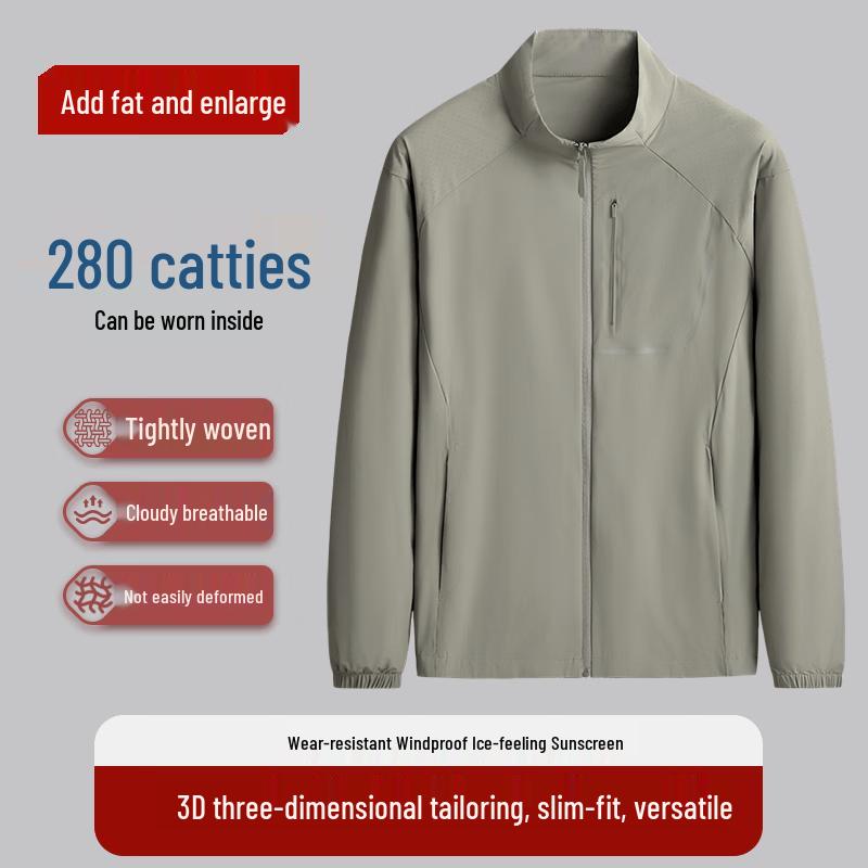 

Men s Plus Size Ice Silk Sun Protection Stand Collar Jacket XL