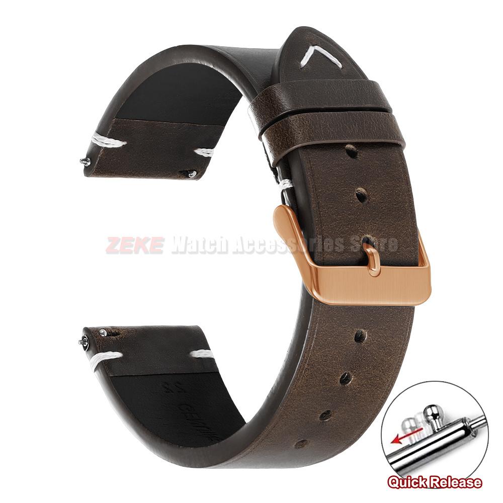 20mm 22mm for Omega Vintage Oil Wax Leather Watch Band 18mm 24mm Universal Stitching Cowhide Straps for Seiko Men Watch Bracelet