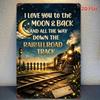 I Love You To the Moon & Back Tin Sign, Vintage Railroad Track Wall Art, Romantic Starry Night Decor