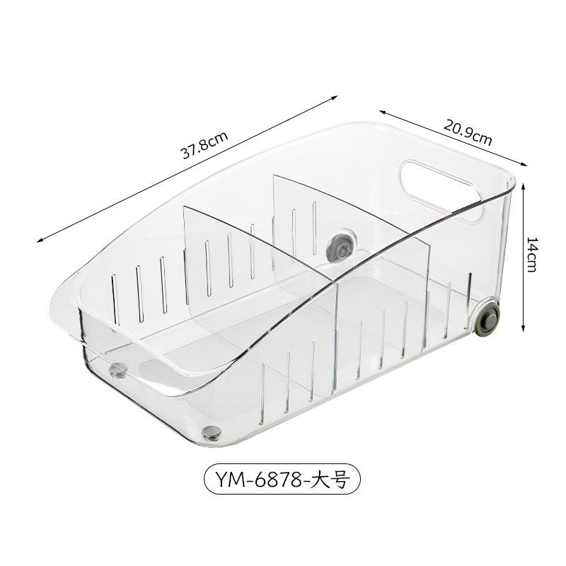 Förvaringslåda för kök i japansk stil med hjul Kylskåpsorganisatör Skåpsbehållare för Snacks Avdelare