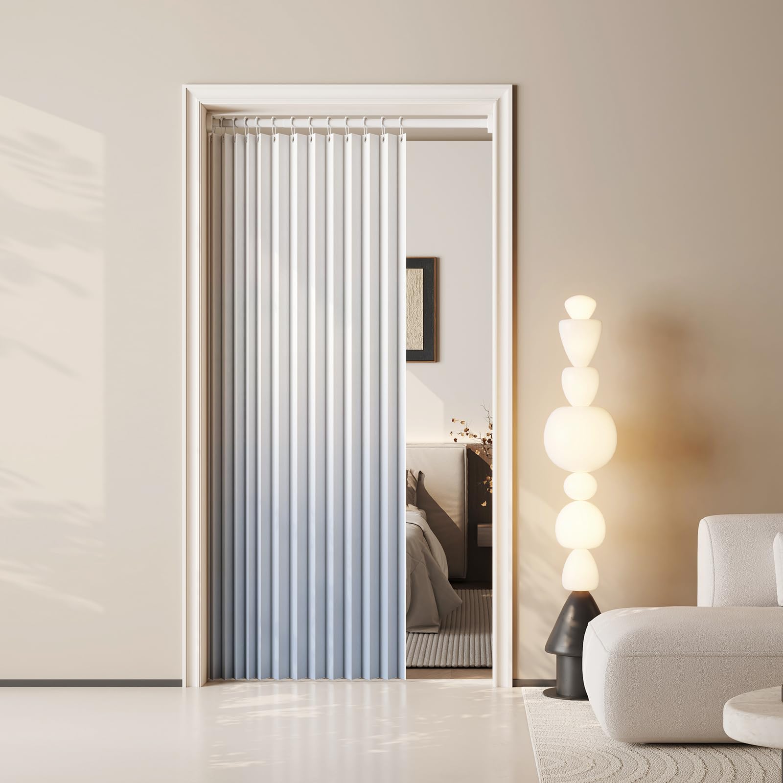 

Mizukiori Stylish Folding Room Divider Door Light Energy Floral Print Compact Ideal for Living and Length Width Gradient Blue Curtain, Curtain, синий