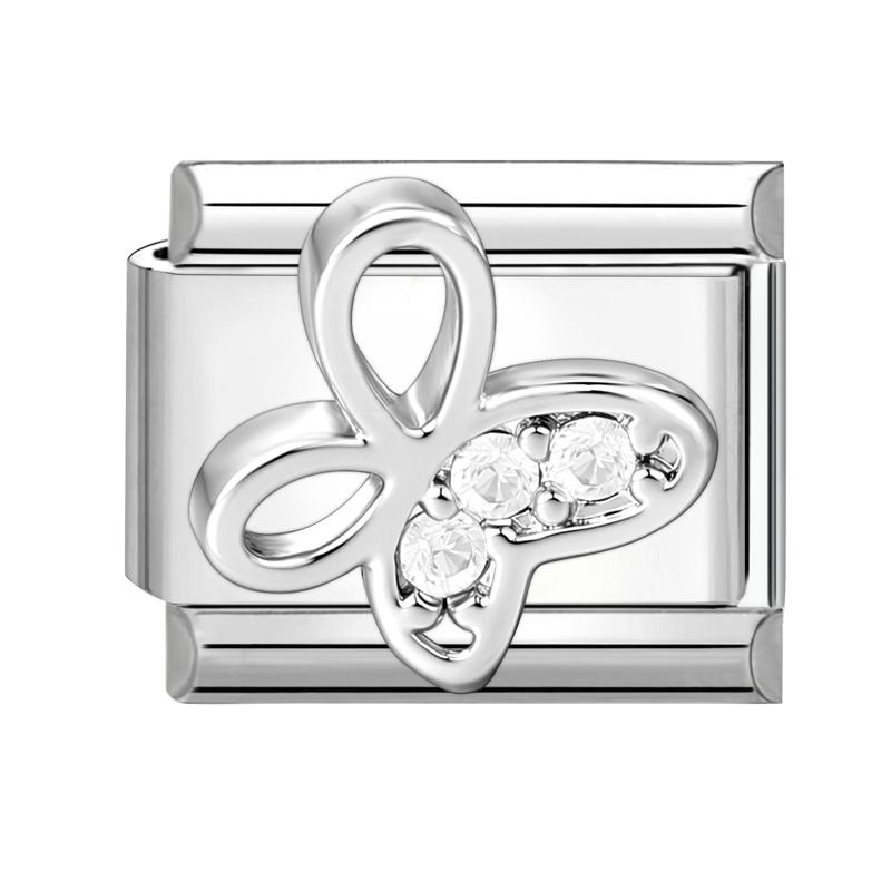 Shiny Y2K Zircon Butterfly Leaf Moon Cat Flower Fish Italian Charm Links Fit 9mm Stainless Steel Bracelet Women DIY Making Gifts