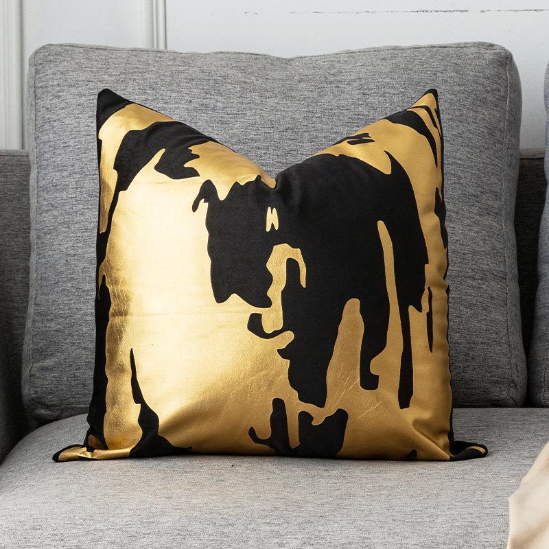 New Nordic Square Hot Stamping Pillow, Fashionable and Simple Hot Stamping Silver Home Living Room Bedroom Sofa Cushion Pillow