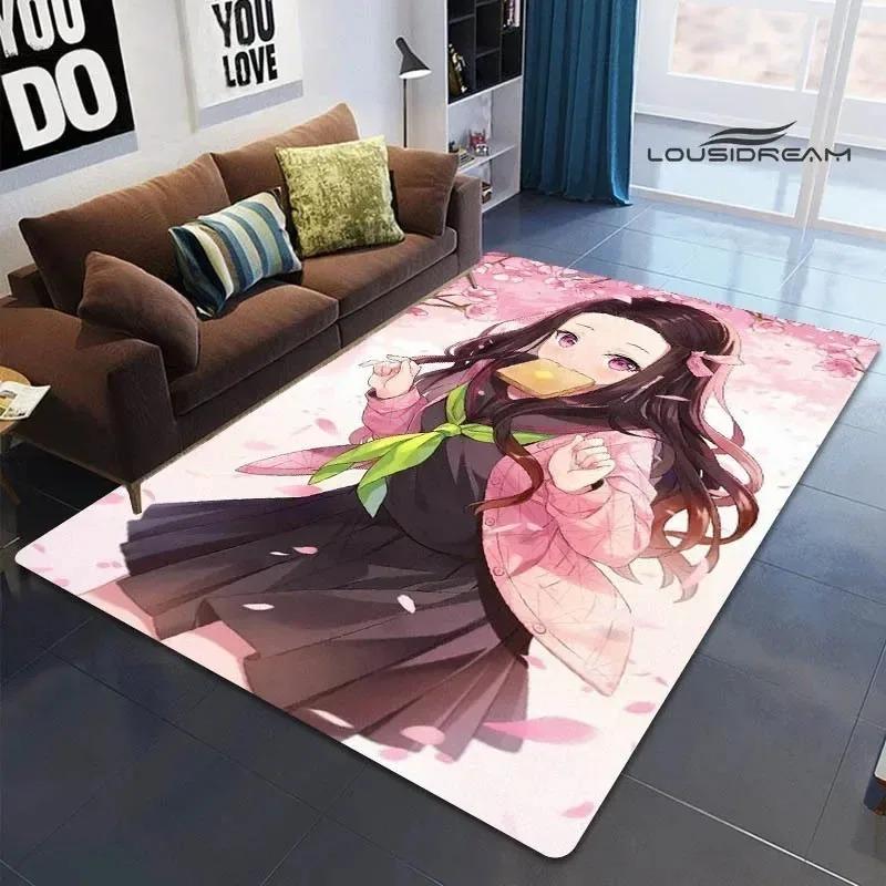Demon Slayer Printed Carpet for Living Room Decoration Japanese Anime Bedroom Area Rug Non-slip Home Bathroom Floor Mat