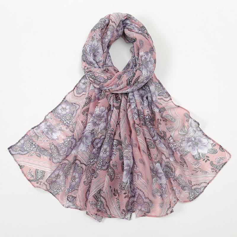 180*85Cm Fashion Retro Big Floral Viscose Scarf Lady Print Voile Shawls And Wraps Pashmina Foulards Muslim Hijab