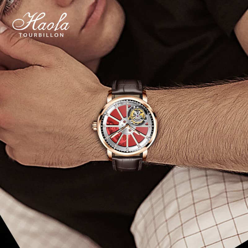 HAOFA Hollow 7 Manual Diamond Gift Men's Watch, Double-sided Tourbillon, O'clock Tourbillon, Winding, Mechanical, Dial, Stylish, Gentleman, Popular,