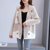 Women's Mink Fleece Coat Thickened Contrasting Faux Mink Fleece Knitted Cardigan Coat Plush Knitted Jacket