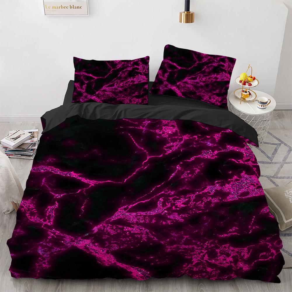 Marble King Queen Duvet Cover Cool Black and White Texture Pattern Bedding Set for Teens Adults 2/3pcs Polyester Quilt Cover