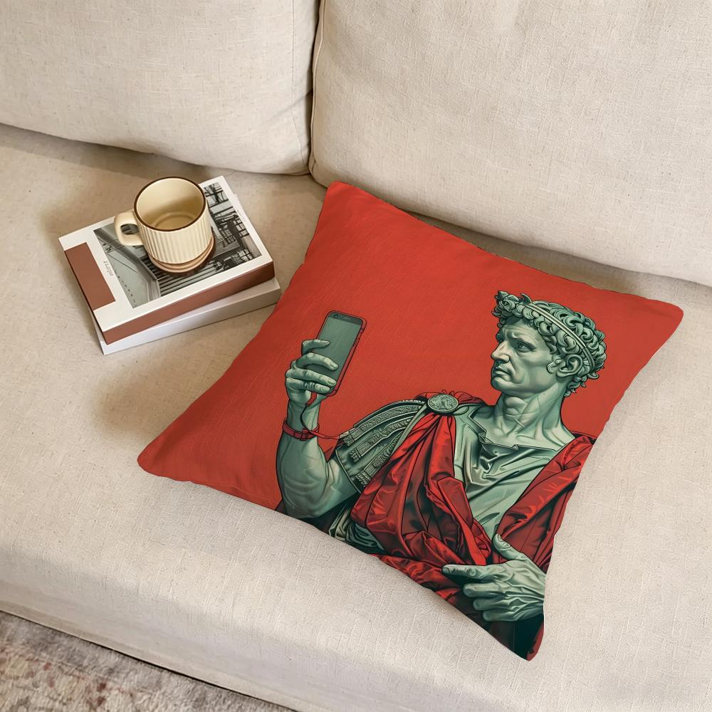 A-Ancient Roman Sculpture Art Cushion Cover Fabric Soft Furnishing,Pillowcase, Cushion Cover, Sofa Pillow, Home Decoration