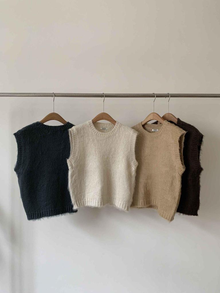 H* overt Solid Color Round Neck Knitted Vest 2024 - Early Autumn Korean Style Layered Top for Women Commuting
