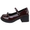 Schoolgirl Retro High-heeled Mary Jane Shoes Children's New Autumn Brown Thick-heeled Small Leather Shoes Mid-heel