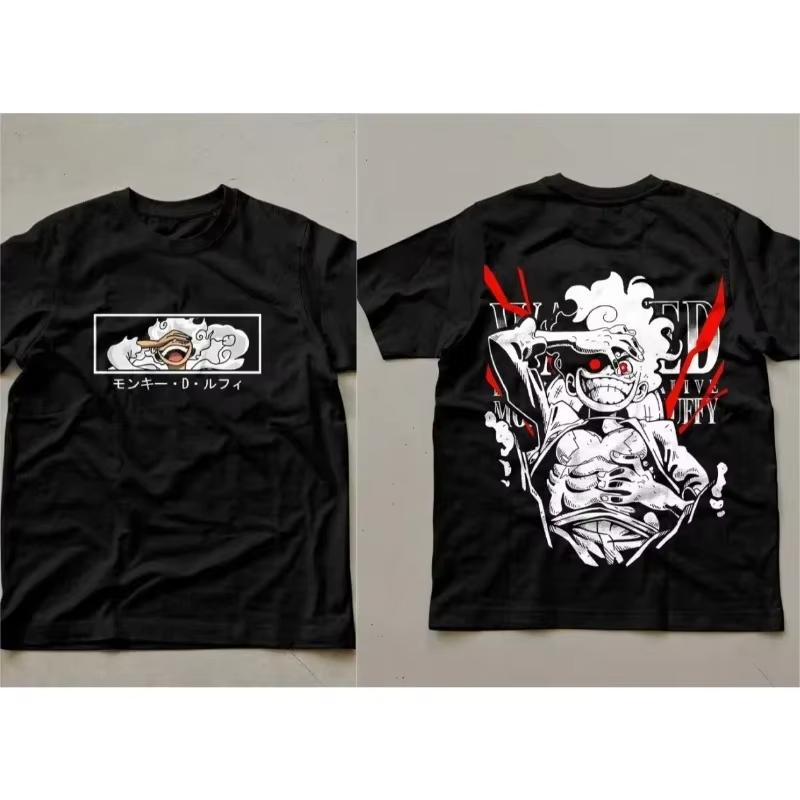 One Piece Joint Tshirt Summer New Unisexs Anime Printed Loose Casual American Street Hip Hop Trend Parentchild Clothing