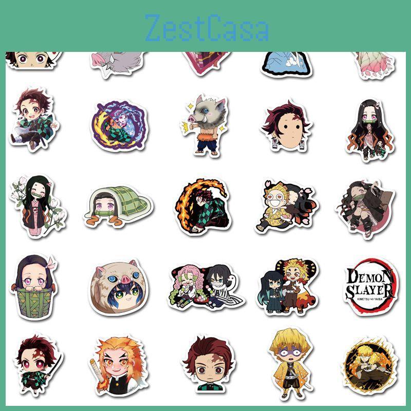 Kimetsu No 50pcs Yaiba Stickers Anime Pvc Luggage Skateboard Bike Phone Decals
