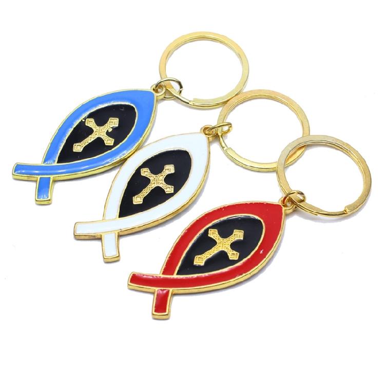 Church Souvenirs for Key Ring Pendants Metal Material Chain Religious Ornaments
