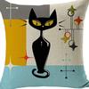 Kitten Gift Pillowcase Cute Pet Printed Linen Pillow Cushion Cover Bedside Living Room
