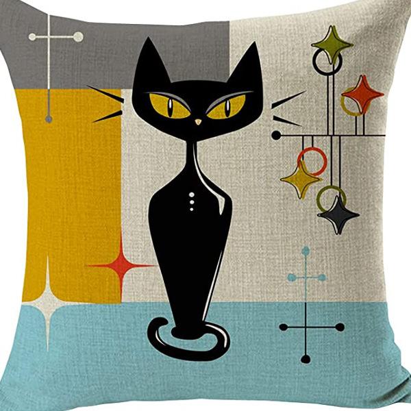 Kitten Gift Pillowcase Cute Pet Printed Linen Pillow Cushion Cover Bedside Living Room