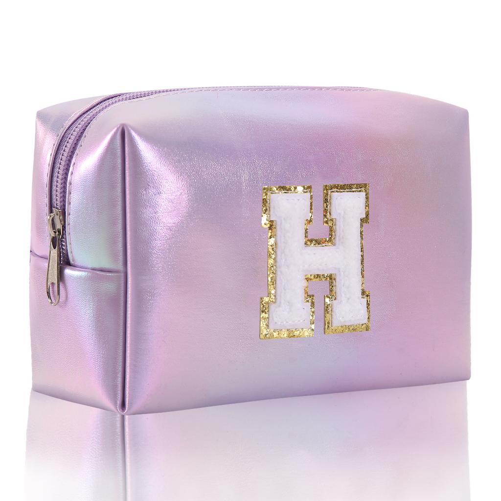 Octagon Bag Embroidery Alphabet Makeup Bag Large Capacity Toiletry Bag Travel Storage Bag Clutch Bag