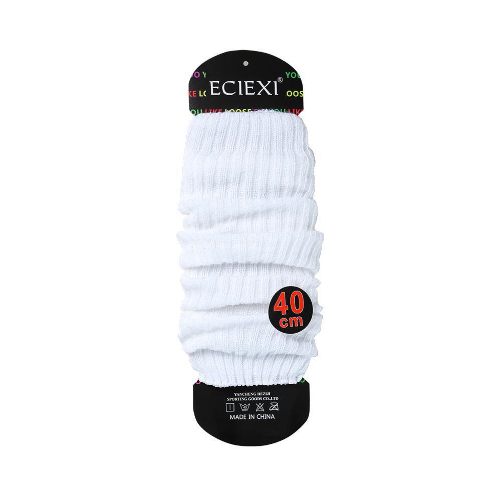 Women's White Knitted Lolita College Style Calf-Length Socks – Warm Spring/Summer Pile Design