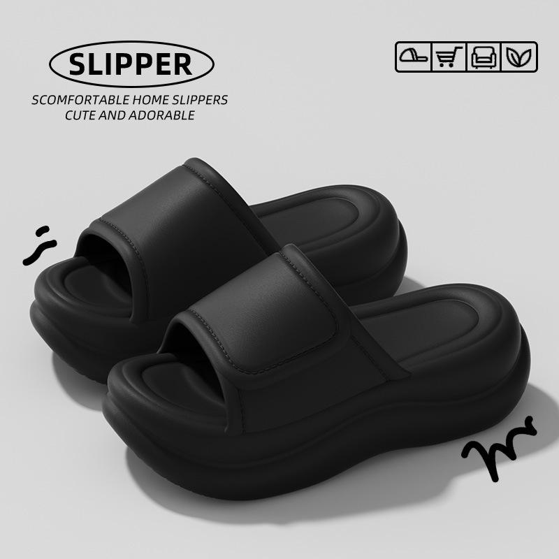 

Крутые тапочки женские носят толстая подошва нескользящие для дома летние ванные комнатные мужские 39-40 чёрный