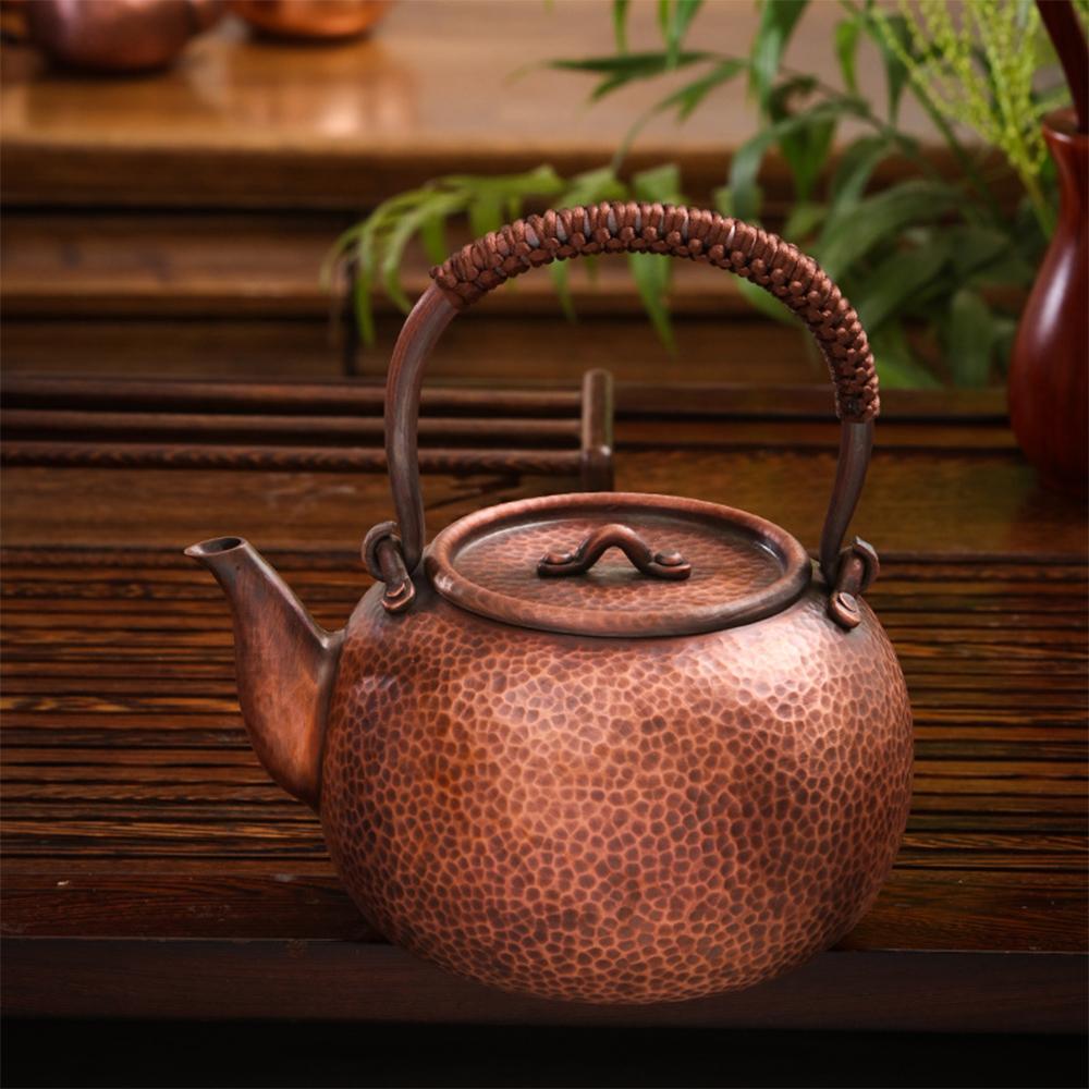 

Traditional Handmade Purple Copper Kettle, Home Copper Pot For Brewing Tea, Health Teapot, Large Capacity Boiling Water Kettle