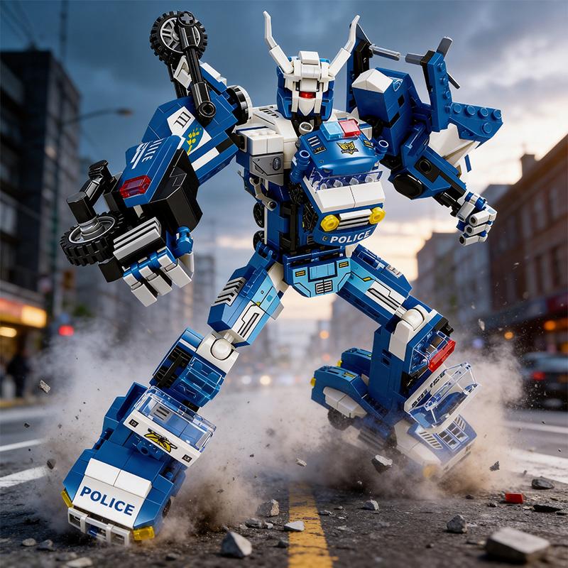 Bai Fen Bai Toys Super Hero Mecha Brick Playset 6In1 Transforming Robot Brick Playset Car Brick Playset Playset Diy Kids Christmas Holiday Gift Present