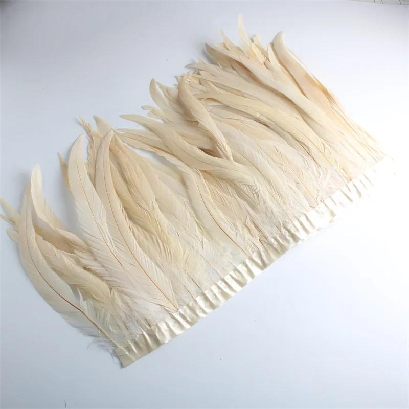 10Yard/lot Rooster Tail Feathers Trims for Needlework DIY Handicrafts 25-30cm Feather Fringes for Clothes Carnival Accessories