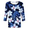 Dámská móda ležérní top s květinovým potiskem se tříčtvrtečním rukávem