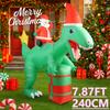 7.87FT LED Light Xmas Inflatable Santa Ride Dinosaur Toy Yard Festive Decor Ornaments Home Party Supplies Christmas Holiday Gift