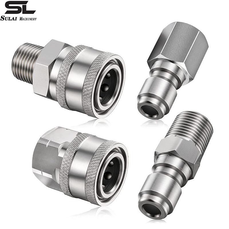 Stainless Steel NPT 3/8 Quick Connect Adapter Set for Pressure Washer and PA Bottle