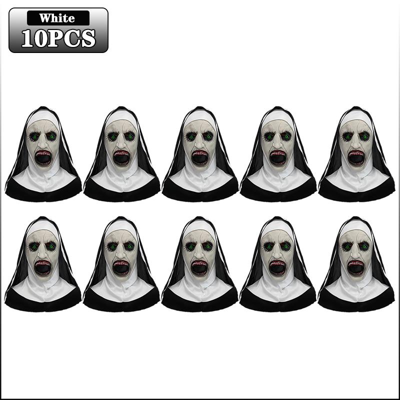 10PCS Scream Horror White Scare Mask Masquerade Skull Ghost Face Headgear Mask Halloween Party Horror Mask Spoof Props