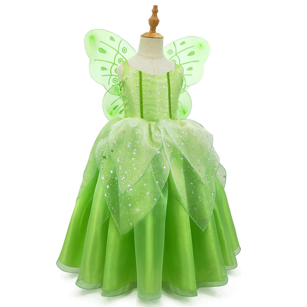 Girls Princess Tiana Dress Up Costume Cosplay Princess and The Frog Clothing Birthday Party Halloween Fancy Ball Gown