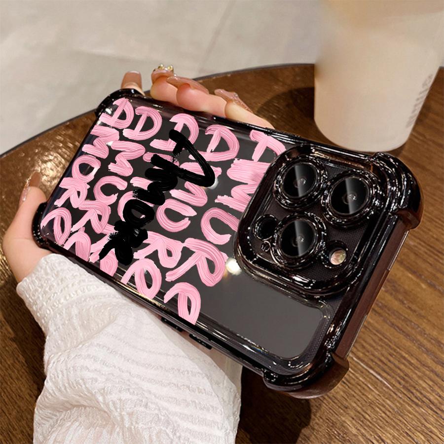 Creative Stylish English Letters Case for Apple iPhone 17 Pro Max 11 13 15 16e Air 14 12 Plus 16 Pro Phone Cover