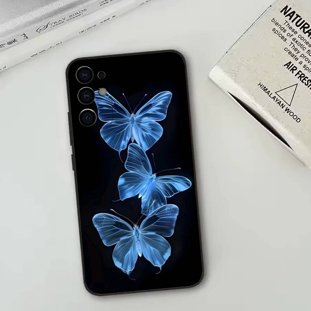 Fluorescent Butterfly   Phone Case For Samsung S25,S24,S21,S22,S23,S30,Ultra,S20,Plus,Fe,Lite,Note,10,Black Cover