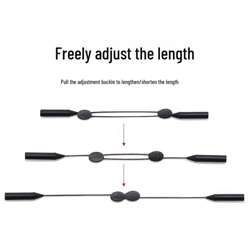 Adjustable Anti-Slip Eyeglass Cord with Retractable Ear Hooks for Sports