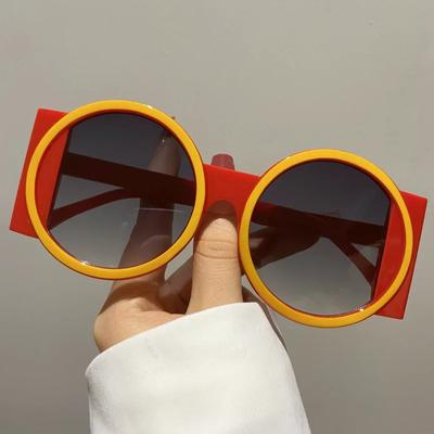 Yuvarlak Çift Renkli Plaj Güneş Gözlüğü Moda Retro Trend Güneş Gözlüğü Seyahat Sokak Fotoğrafı Tatil Parti Gözlüğü