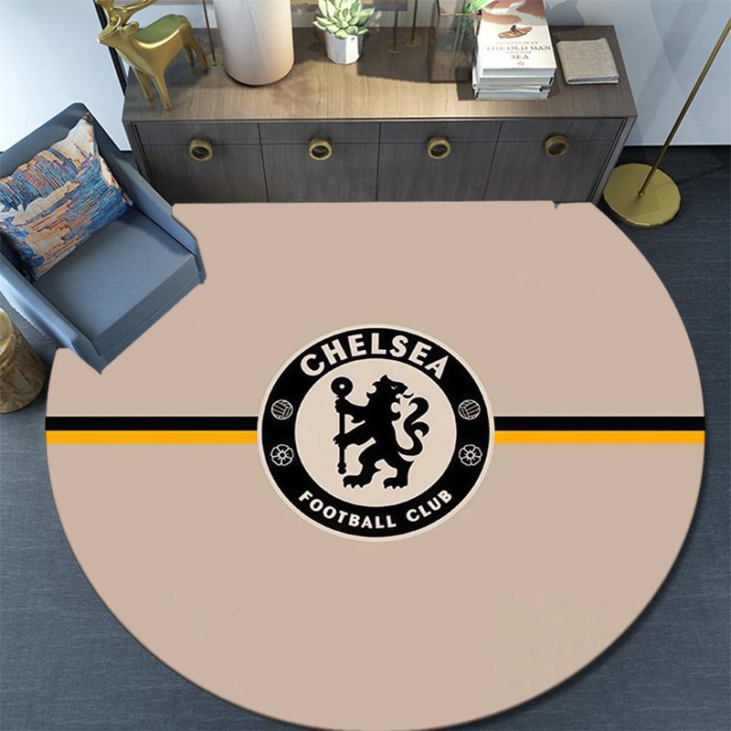 Chelsea Football Club Round Area Rug,Carpet Rug for Living Room Bedroom Sofa Playroom Decor,Non-slip Floor Mat