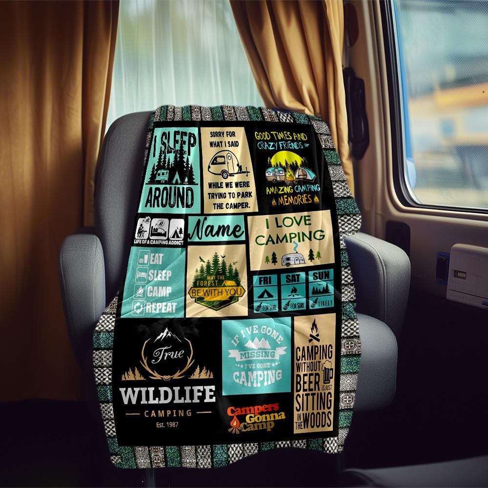 Camping Life Customize Your Name Rv Blanket Comfortable Soft Lightweight All Season Multipurpose Blanket For Travel Camping Picnics Sofa Rv Bed Living