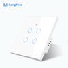 LangYeao EU UK 1/2/3/4 Gang Tuya WiFi Smart Switch Light Alexa Voice Control Touch Glass Wall Wireless No/With Neutral Wire
